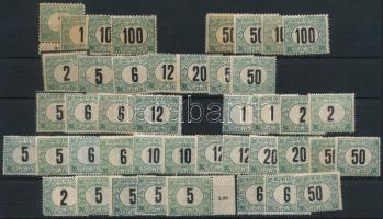 Zöldportó bélyeg összeállítás az 1903-1914 közötti időszakból stecklapon