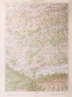 1927 Nagyszeben és környékének térképe, 1 : 200.000, M. Kir. Állami Térképészet, rajta ceruzás jelölésekkel, kis lapszéli sérülésekkel, feltekerve, 61,5x45 cm