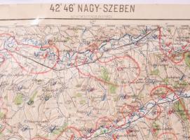 1927 Nagyszeben és környékének térképe, 1 : 200.000, M. Kir. Állami Térképészet, rajta ceruzás jelöl...