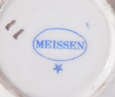Meissen kékszínű hamuzó és cigaretta tartó, jelzett, kis kopással, d: 8cm, m: 6,5cm
