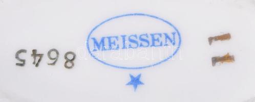 Meissen kékszínű hamuzó és cigaretta tartó, jelzett, kis kopással, d: 8cm, m: 6,5cm