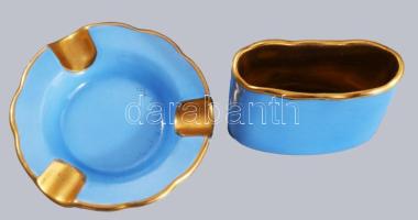 Meissen kékszínű hamuzó és cigaretta tartó, jelzett, kis kopással, d: 8cm, m: 6,5cm