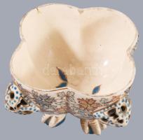 cca 1890 Fischer bonbnonkínáló, P jelzéssel, fedél nélkül, kopással, 14x9 cm