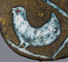 Bod Éva (1924 - 2004): Madármintás dísztál, jelzett, hibátlan, d: 23 cm