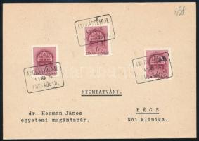 1941 Nyomtatvány "ANDRÁSFÖLDJE" postaügynökségi bélyegzéssel