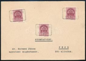 1942 Nyomtatvány "ALSÓGYŐRÖD" postaügynökségi bélyegzéssel