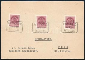 1942 Nyomtatvány "GARAMPÁLD" postaügynökségi bélyegzéssel