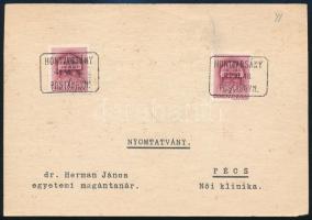 1941 Nyomtatvány "HONTVARSÁNY" postaügynökségi bélyegzéssel