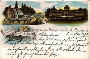 1898 Budapest XIII. Margitsziget, gyógyforrás, Margit fürdő. Louis Glaser Art Nouveau, floral, litho (gyűrődés / crease)