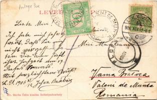 1906 Székelyudvarhely, Odorheiu Secuiesc; látkép a római katolikus, református és barátok templomáva...