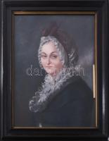 Jelzés nélkül, XIX. sz., feltehetően osztrák festő: Hölgy portré. Pasztell, papír. Jelezve jobbra lent. Üvegezett, sérült fakeretben. 64,5x49 cm
