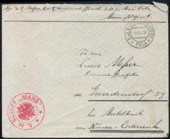 1916 Tábori posta boríték "S. M. SCHIFF MARS"