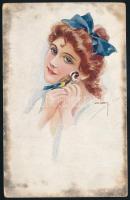 1919 Képeslap Debrecenből debreceni cenzúrával, "AJAK" postaügynökségi bélyegzéssel