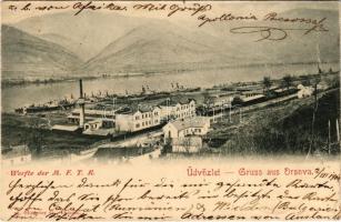 1901 Orsova, Werfte der M.F.T.R. / MFTR (Magyar Királyi Folyam- és Tengerhajózási RT) hajógyára. Hutterer G. kiadása / shipyard, ship factory (EB)