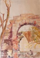 Fischl jelzéssel: Schönbrunni részlet, 1928. Akvarell, papír. Paszpartuban. 35x24,5 cm