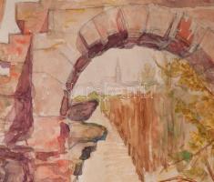 Fischl jelzéssel: Schönbrunni részlet, 1928. Akvarell, papír. Paszpartuban. 35x24,5 cm