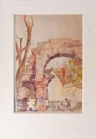 Fischl jelzéssel: Schönbrunni részlet, 1928. Akvarell, papír. Paszpartuban. 35x24,5 cm