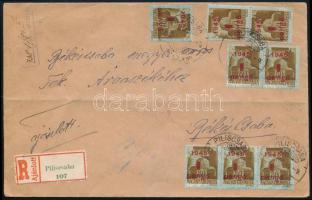 1945 (2. díjszabás) Ajánlott levél 8 db bélyeggel Piliscsabáról Békéscsabára