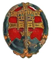 1940 k. "Csapattiszti jelvény" aranyozott, zománcozott Cu kitüntető jelvény gyártói jelzés nélkül (53x43mm) T:XF,VF nagyobb zománchiba Hungary ~1940. "Company Officer's Badge" gilt, enamelled Cu badge without makers mark (53x43mm) C:XF,VF rather large enamel error Sallai 1/a.