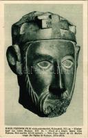 Budapest VIII. Magyar Nemzeti Múzeum Régiségtára, Királyszobor feje vörös márványból a XII. századból Kalocsáról