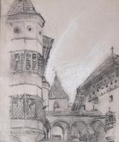 Olvashatatlan jelzéssel: St. Michael. Ceruza, kréta, papír. Paszpartuban. 35x24,5 cm