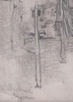 Olvashatatlan jelzéssel: St. Michael. Ceruza, kréta, papír. Paszpartuban. 35x24,5 cm