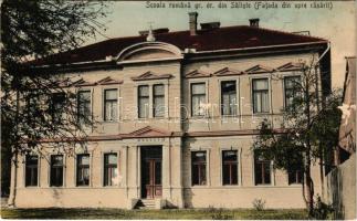 Szelistye, Salistea Sibiului, Saliste; Román görögkeleti iskola / Scoala romana gr. or. (Fatada din spre rasarit). B. Comsa / Romanian Orthodox school (felületi sérülés / surface damage)