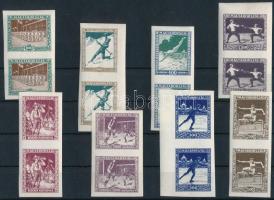 1925 Sport I. vágott sor párokban (220.000) (100K törés) / Mi 403-410 imperforated set in pairs (Mi ...