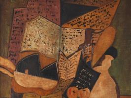 Olvashatatlan (Olga...) jelzéssel, Georges Braque után: Csendélet. Olaj, vászon. Javított. Dekoratív...