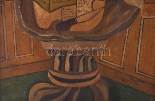 Olvashatatlan (Olga...) jelzéssel, Georges Braque után: Csendélet. Olaj, vászon. Javított. Dekoratív...