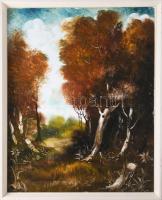 Szilágyi Imre (1942-): Társaság a szabadban. Olaj, farost, jelzés nélkül. 50x40 cm. Fakeretben.