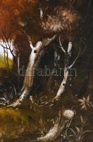 Szilágyi Imre (1942-): Társaság a szabadban. Olaj, farost, jelzés nélkül. 50x40 cm. Fakeretben