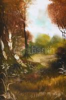 Szilágyi Imre (1942-): Társaság a szabadban. Olaj, farost, jelzés nélkül. 50x40 cm. Fakeretben