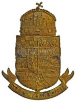 1900-1910 k. "Királyért és Hazáért" magyar királyi csendőr sapkajelvény (96x71mm) T:AU pán...