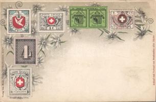 Set of Swiss stamps litho