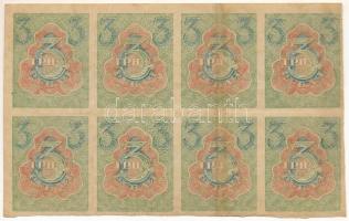 Szovjetunió / Orosz Szocialista Szövetségi Szovjet Köztársaság 1919. 3R 8db vágatlan ívben T:F szép papír Soviet Union / Russian Socialist Federated Soviet Republic 1919. 3 Rubles uncut sheet of 8 C:F fine paper Krause P#83