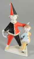 Hollóházi bohócok, porcelán, jelzett, szép állapotban m: 21,5 cm