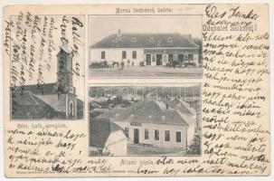 1905 Zsibó, Jibou; Római katolikus templom, Állami iskola, Merza Testvérek üzlete és saját kiadása. ...