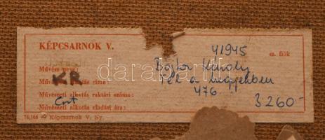 Bojtor Károly (1933-1999): Tél a hegyekben. Olaj, farost, jelezve balra lent. Hátoldalán autográf fe...