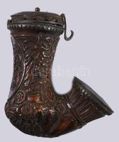 Gazdagon faragott antik fa pipa, 13 latos ezüst (Ag) szerelékkel, jelzett. h: 11 cm