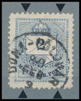 1881 2kr ritka vésésjavítással, legritkább címlet! (ex Orbán, Sebestyén aranyérmes kiállítási anyagból)