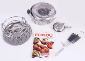 Fondü készlet, dobozában, hozzá szakácskönyvvel.