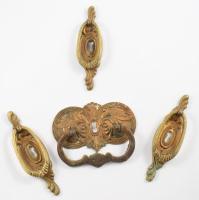 4 darab antik réz zárcímke húzóval