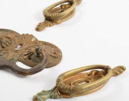 4 darab antik réz zárcímke húzóval