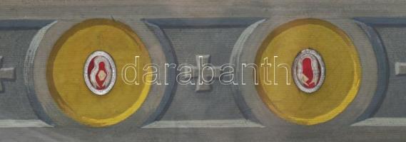 Megyer Meyer Antal (1883-1948): Árpádházi szentek. Tempera, papír, fára kasírozva, jelezve középen l...