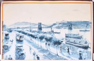 3 db Bánfalvy Ákos budapesti festményeit ábrázoló poszter, változó állapotban, feltekerve, 44x62 cm ...