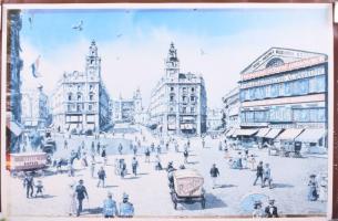 3 db Bánfalvy Ákos budapesti festményeit ábrázoló poszter, változó állapotban, feltekerve, 44x62 cm ...