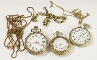 3 darab zsebóra, láncokkal, hozzá 15 rekeszes zsebóra tartó 28x37 cm