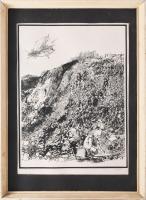 Pető János (1940-2009): Akvarellista. Nyomat, papír, jelzett. Fakeretben. 40x30 cm