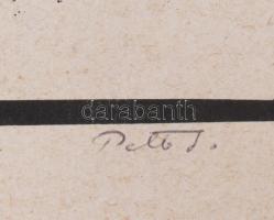 Pető János (1940-2009): Akvarellista. Nyomat, papír, jelzett. Fakeretben. 40x30 cm